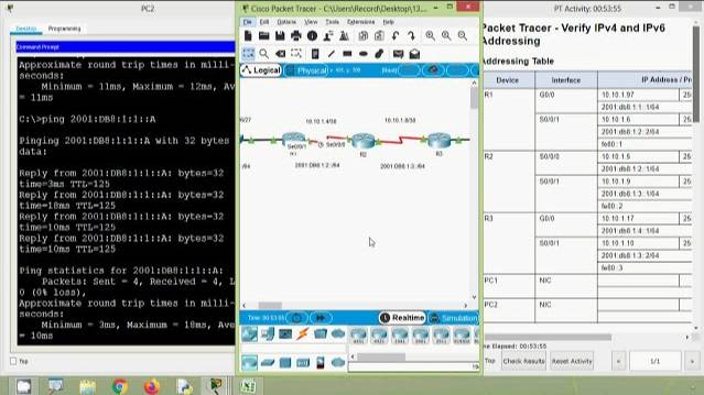 13.2.6 Packet Tracer - Verify IPv4 and IPv6 Addressing смотреть онлайн