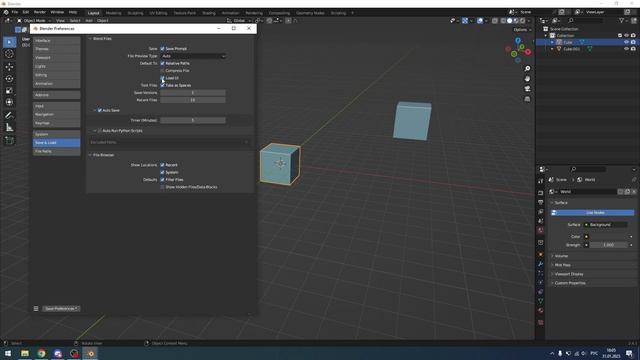 Урок 2. Меню настроек Blender, Startup file. смотреть онлайн