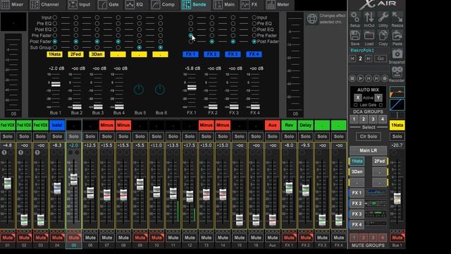 AUX настройки Behringer XR12 XR16 XR18