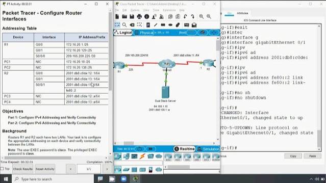 1.4.7 Packet Tracer - Configure Router Interfaces смотреть онлайн