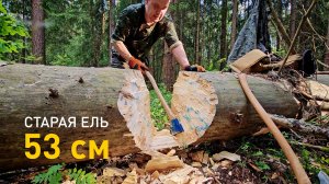 Рубим толстяка. Топоры Billnas 1132, Скопа и Медведь на крупном диаметре.