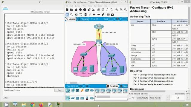 12.6.6 Packet Tracer - Configure IPv6 Addressing смотреть онлайн