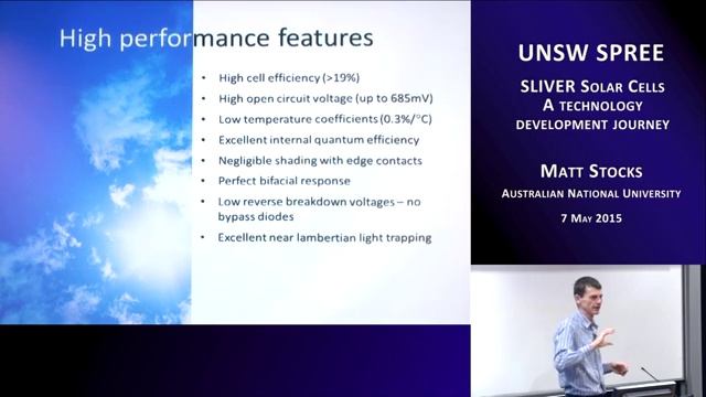 UNSW SPREE 201505-07 - Matt Stocks - SLIVER solar cells смотреть онлайн
