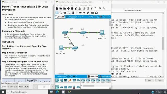 5.1.9 Packet Tracer - Investigate STP Loop Prevention смотреть онлайн