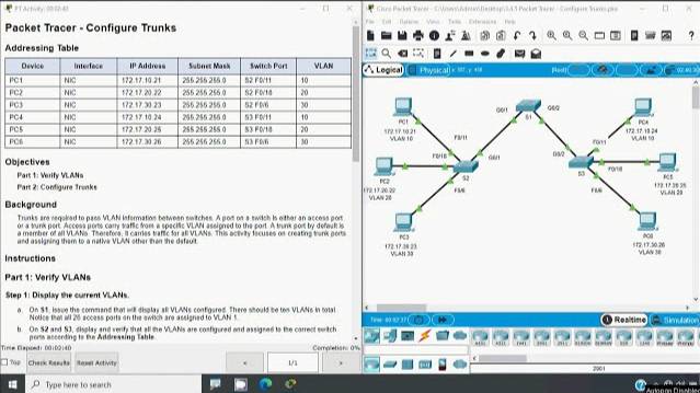 3.4.5 Packet Tracer - Configure Trunks смотреть онлайн