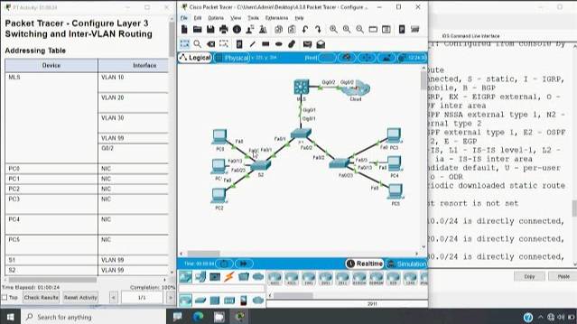 4.3.8 Packet Tracer - Configure Layer 3 Switching and Inter VLAN Routing смотреть онлайн
