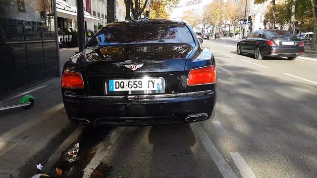 2015 black Bentley Flying Spur V8 in PAris France смотреть онлайн