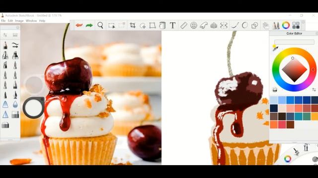 Cherry Cupcake Digital Art | Autodesk Sketchbook | Digital Painting | Speedpaint