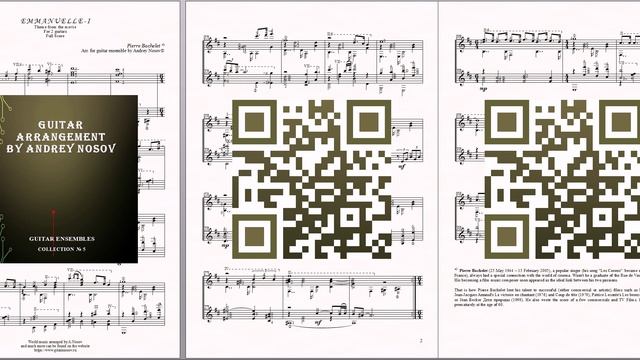 Emmanuelle-I (P.Bachelet) Ноты для 2-х гитар смотреть онлайн