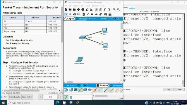 11.1.10 Packet Tracer - Implement Port Security смотреть онлайн