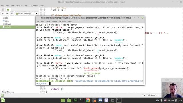 54-Bitboard CHESS ENGINE in C writing SCORE MOVE function смотреть онлайн