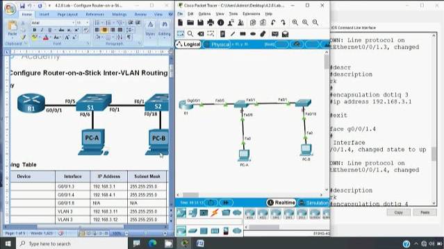 4.2.8 Lab - Configure Router On A Stick Inter VLAN Routing