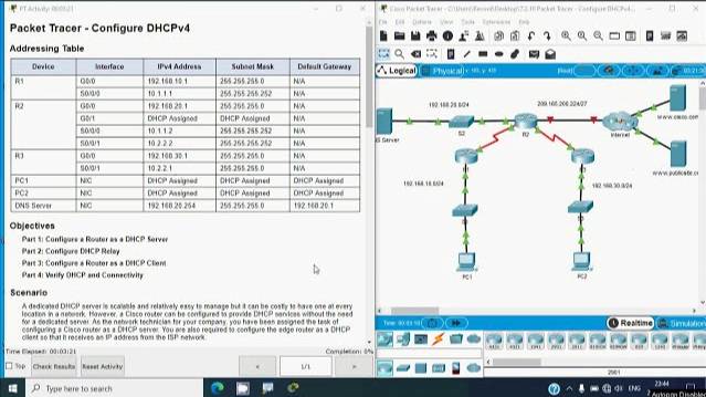 7.2.10 Packet Tracer - Configure DHCPv4 смотреть онлайн