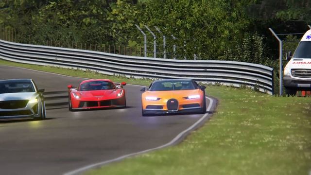 Bugatti Chiron vs Tuned Cadillac CT5-V Blackwing vs Ferrari LaFerrari at Nordschleife смотреть онлайн