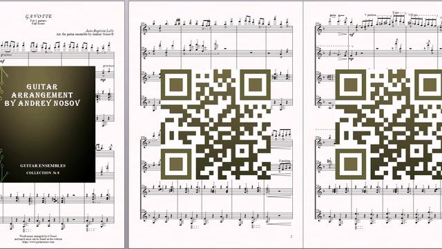 Gavotte (J-B. Lully) Ноты для 4-х гитар смотреть онлайн