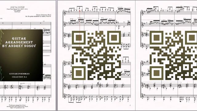 Siciliano from Flute Sonata No 2 (J.S.Bach) Ноты для 4-х гитар смотреть онлайн