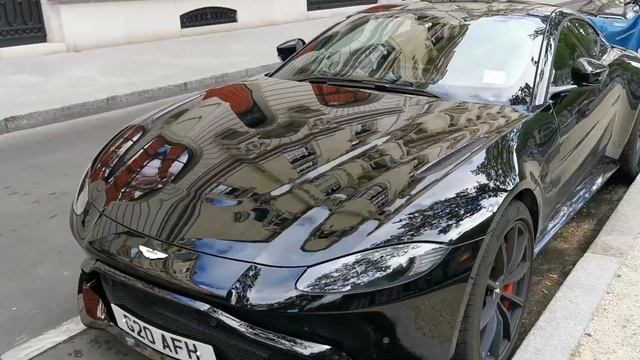 2020 black Aston Martin V8 Vantage in PAris FRAnce смотреть онлайн