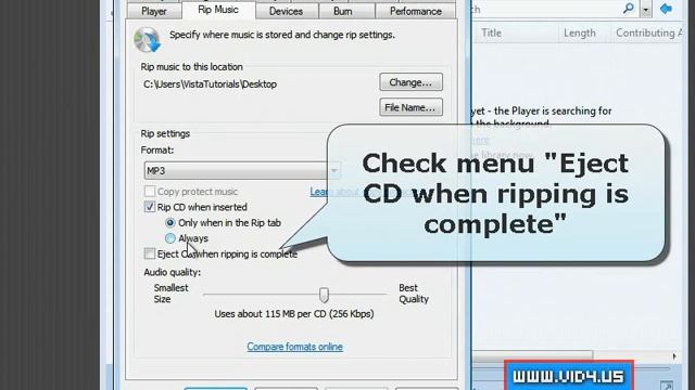 Windows Vista - How to stop Windows Media player 11 from ripping audio cd, and enable autoeject смотреть онлайн