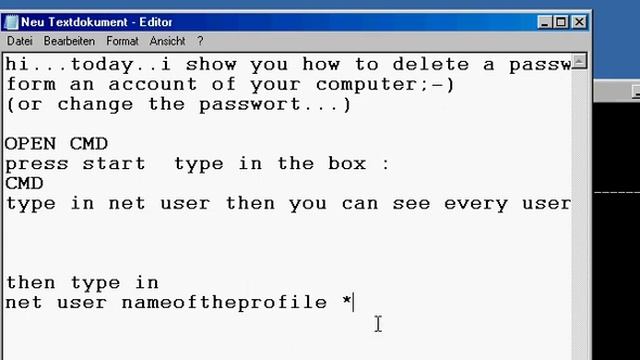 How to delete a passwort from a User Profile (Windows XP) смотреть онлайн