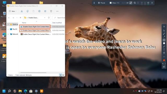 Windows 11 Enable Classic Right Click Context Menu Just 1 Click смотреть онлайн