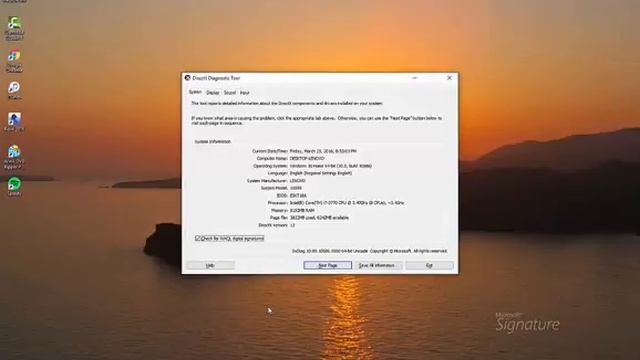 Using the Run command dxdiag смотреть онлайн