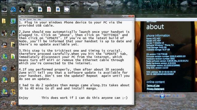 Windows 7 phone mango update 7.5 MANUAL UPDATE --Read Description смотреть онлайн