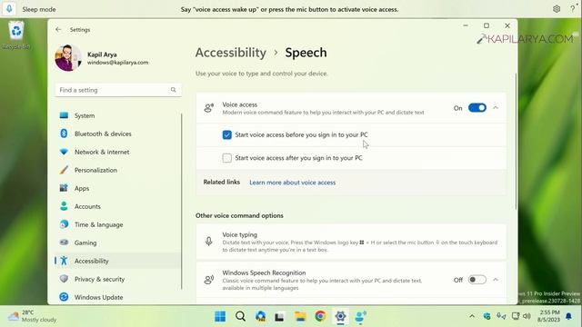 Login using Voice access in Windows 11 смотреть онлайн