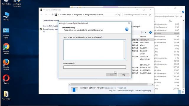 Uninstall Auslogics Internet Optimizer 2.0 on Windows 10 смотреть онлайн