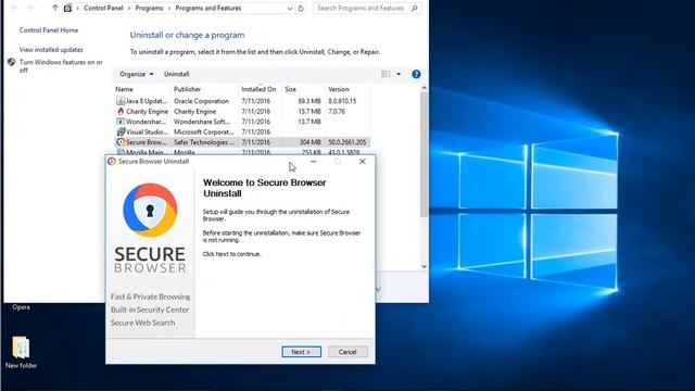 Uninstall Secure Browser v50 on Win 10 смотреть онлайн