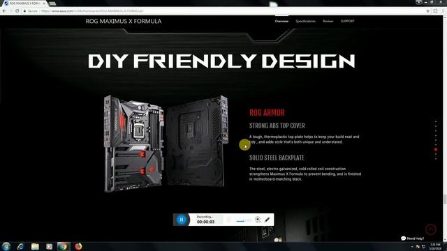 Asus ROG MAXIMUS X FORMULA Intel Z370 ATX Gaming Motherboard Specifications
