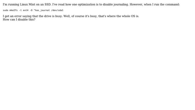 Disable journaling on ext4 filesystem partition смотреть онлайн