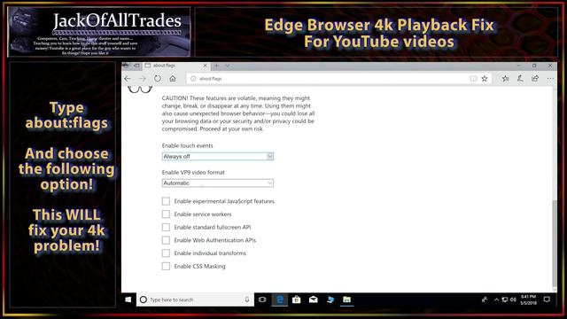 Edge Browser 4k option missing - fix for Youtube video playback смотреть онлайн