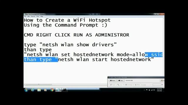 WiFi HotSpot For Windows 7 , 8 & 8.1, Windows 7 Using Command Prompt /CMD смотреть онлайн