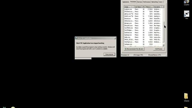 Client MFC Application Error.
