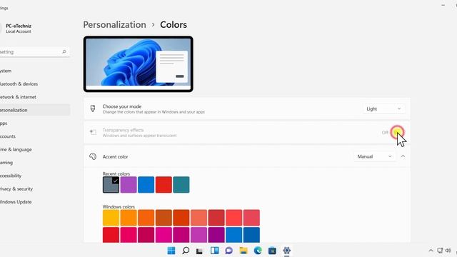 How to change background color windows 11 | Change color on windows 11 | eTechniz.com 👍 смотреть онлайн
