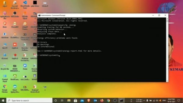 powercfg -energy command to generate power efficiency diagnostics report| Windows 7/10