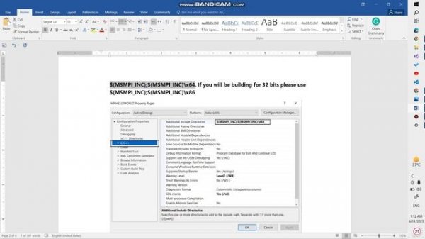 MPI Simple Example in Visual Studio 2022