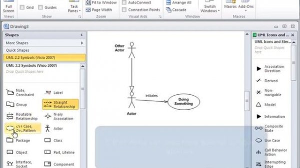 UML Tutorial:  Use Cases with Visio 2010 using UML 2.2