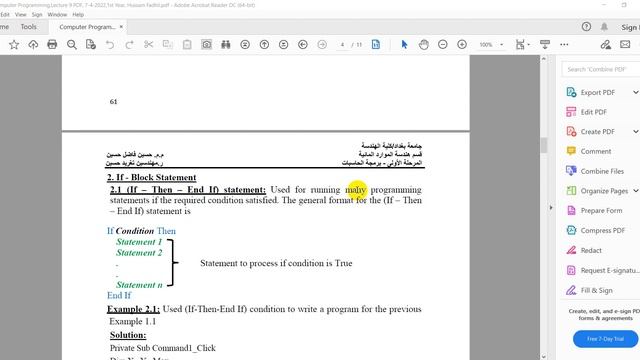 Computer Programming (visual Basic 6.0), Control Structures, Hussain Fadhil Hussain 7/4/2022 смотреть онлайн