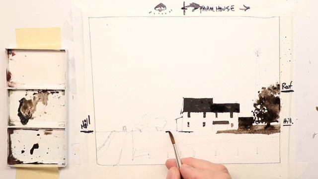 How to Paint a Farmhouse Landscape Scene in Sepia Tone Watercolor - with Chris Petri смотреть онлайн
