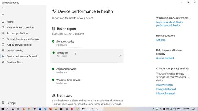 Windows 10 Device health and performance battery life settings смотреть онлайн