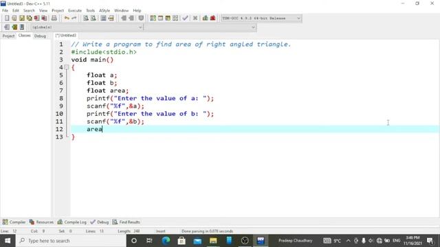 Write a program to find area of right angled triangle in C Programming using Dev C++ in Nepali смотреть онлайн