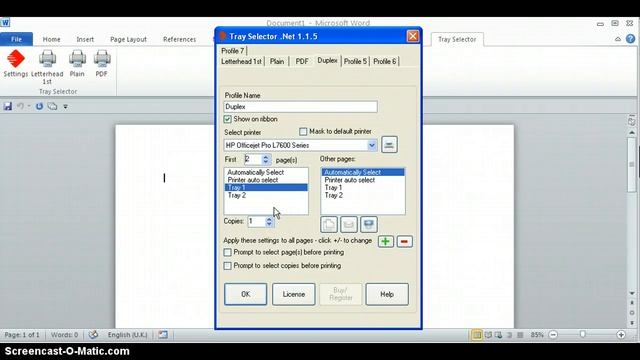 Tray Selector Setup Duplex Printing смотреть онлайн