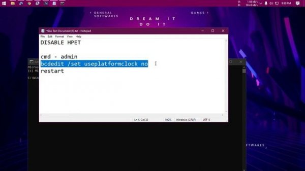 DISABLE HPET | High Precision Event Timer | CMD | Windows 10 |
