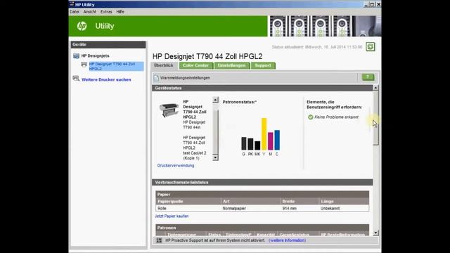 HP Designjet T790 44 Zoll HPGL2 UTILITY Menue смотреть онлайн