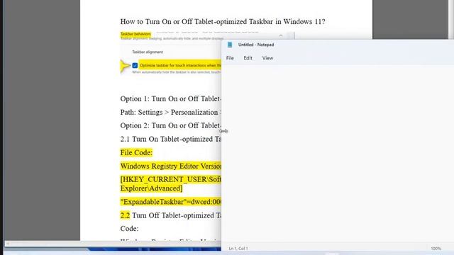 Turn On/Off Tablet-optimized Taskbar in Windows 11 смотреть онлайн