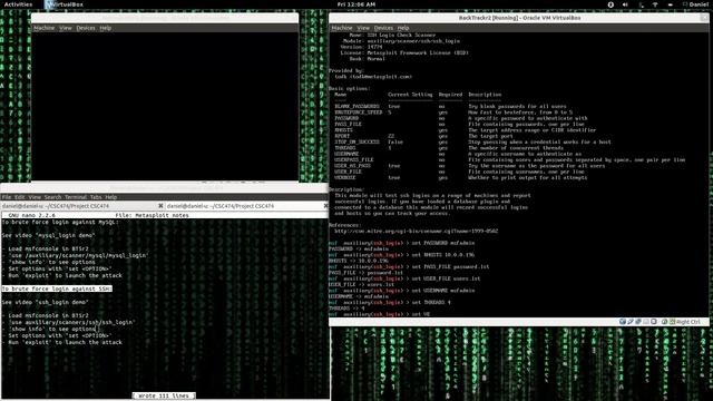 Brute-force SSH with ssh_login using Metasploit via msfconsole against Metasploitable смотреть онлайн