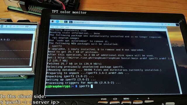 Test network speed between Raspberry Pi using iPerf3 смотреть онлайн
