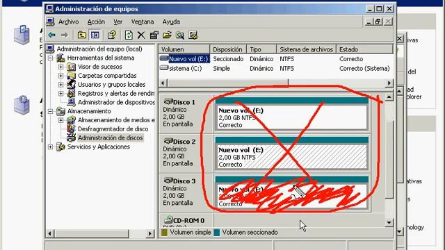RAID - Windows 2003 Server - Raid 0 - Eliminar Volumen смотреть онлайн
