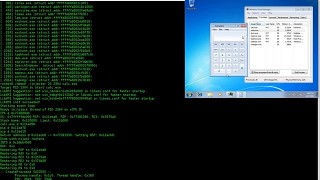VMI Process injection into Windows 7 SP1 x64 смотреть онлайн